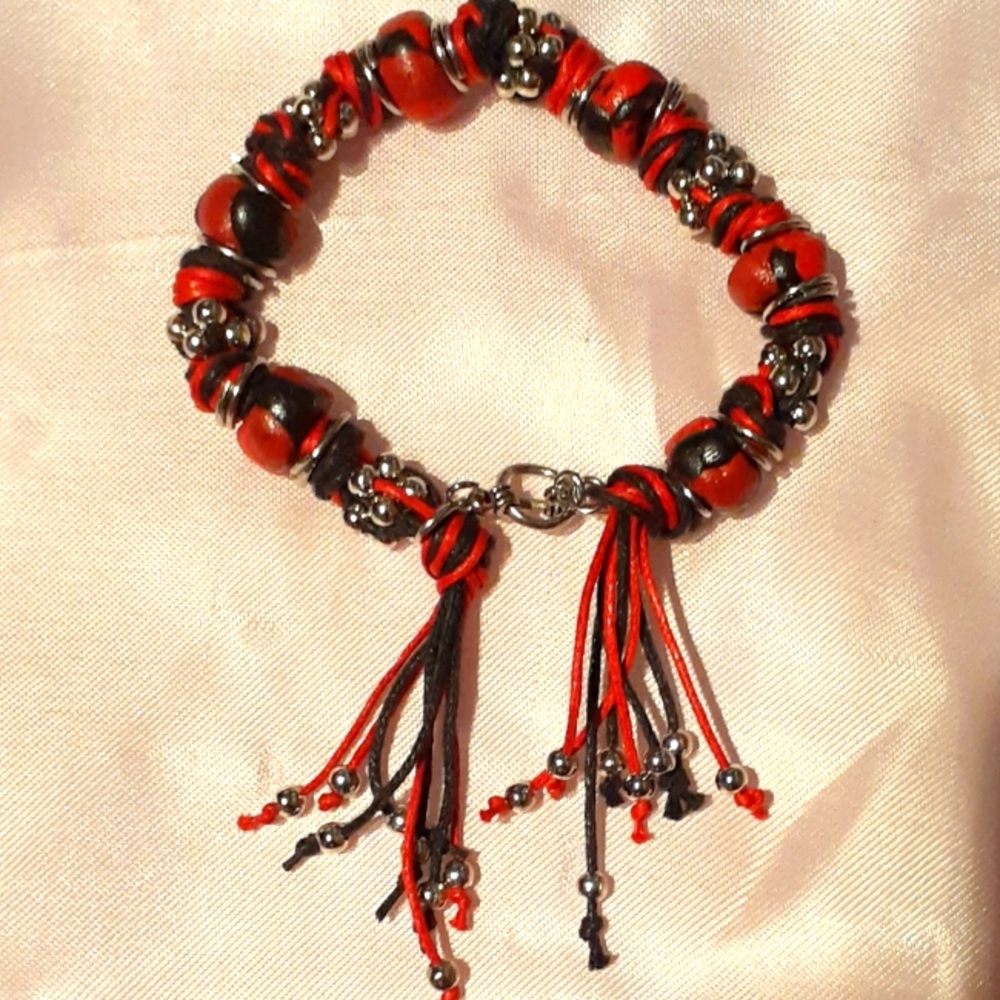 Waxed threads polymer bead Bracelet